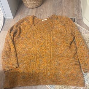 Cozy V-Neck Sweater in Warm Orange- vintage, fall, style